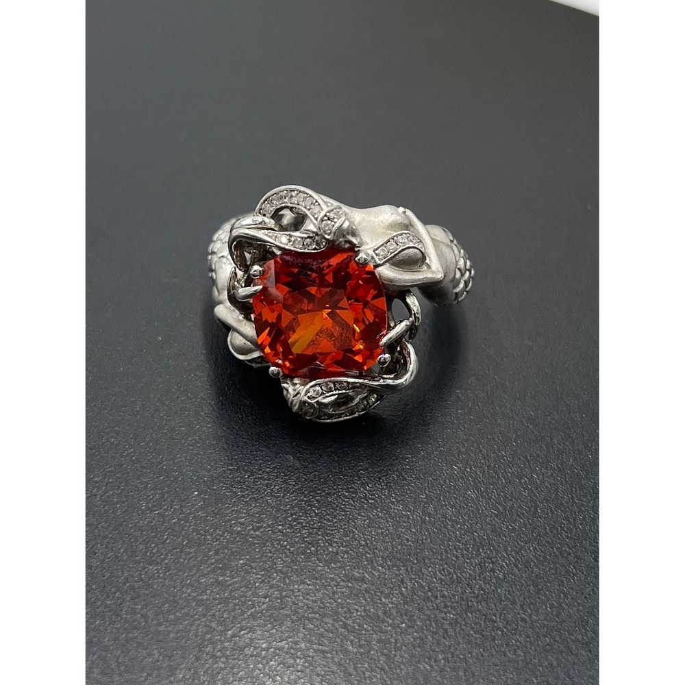 Jeulia Designer Cushion Cut Stone Sterling Silver Intertwined Mermaid Ring 9.75